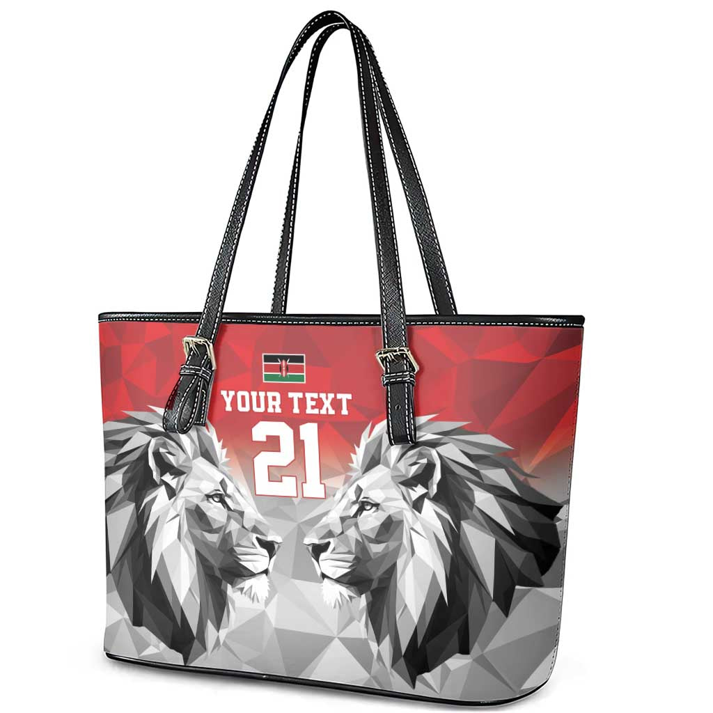 Custom Rugby Africa Kenya Leather Tote Bag Red Kenyan 22-23 Motif - African Pride