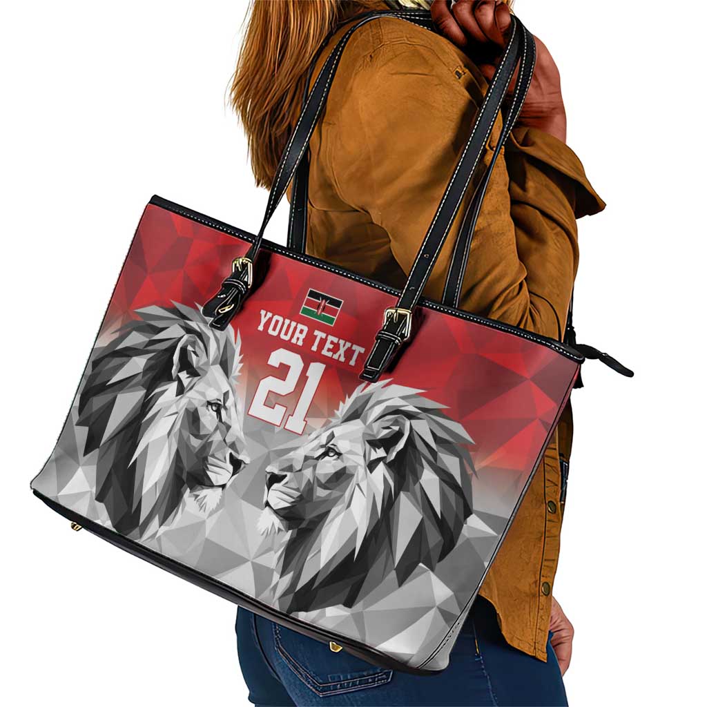 Custom Rugby Africa Kenya Leather Tote Bag Red Kenyan 22-23 Motif - African Pride