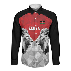 Custom Rugby Africa Kenya Long Sleeve Button Shirt Red Kenyan 22-23 Motif - African Pride