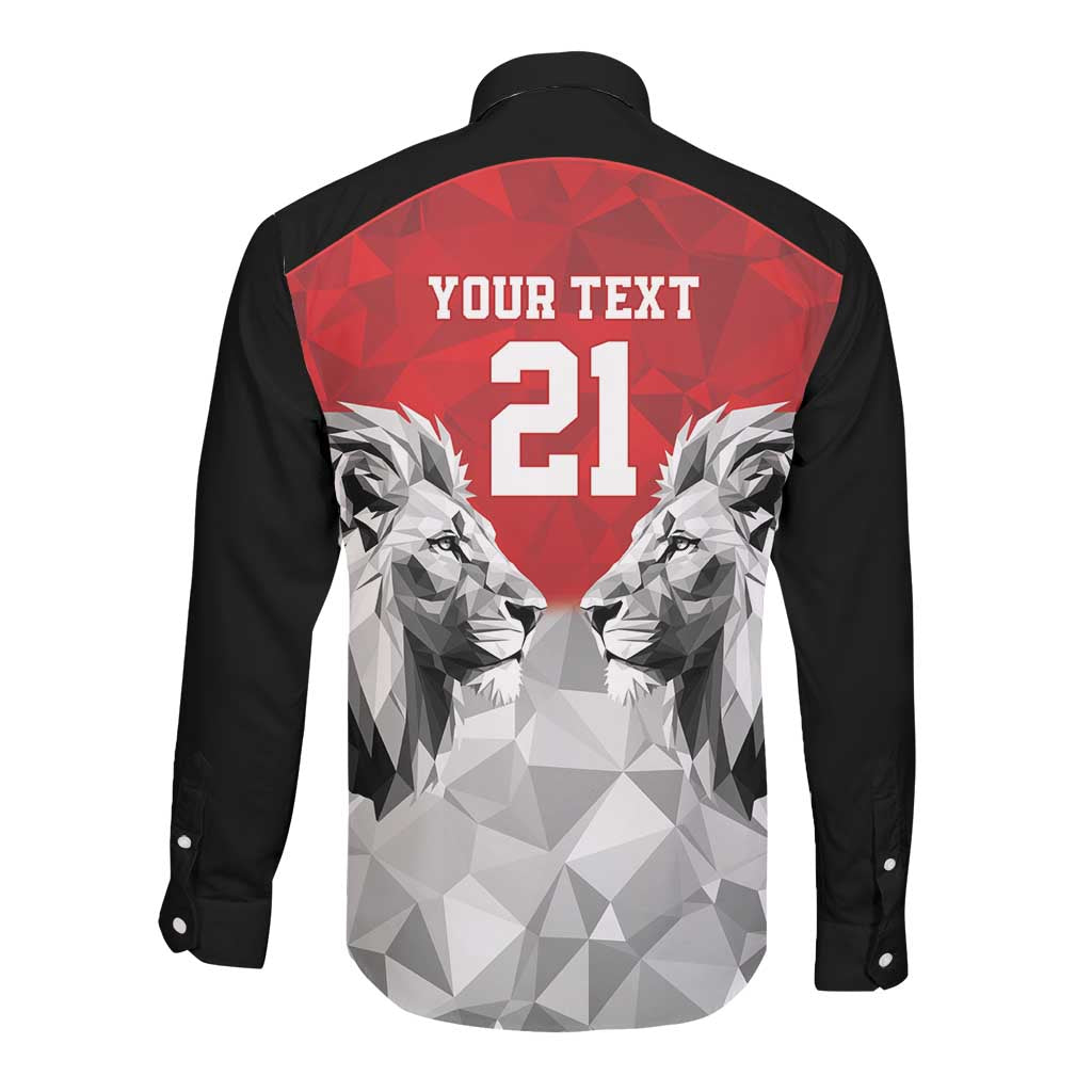 Custom Rugby Africa Kenya Long Sleeve Button Shirt Red Kenyan 22-23 Motif - African Pride