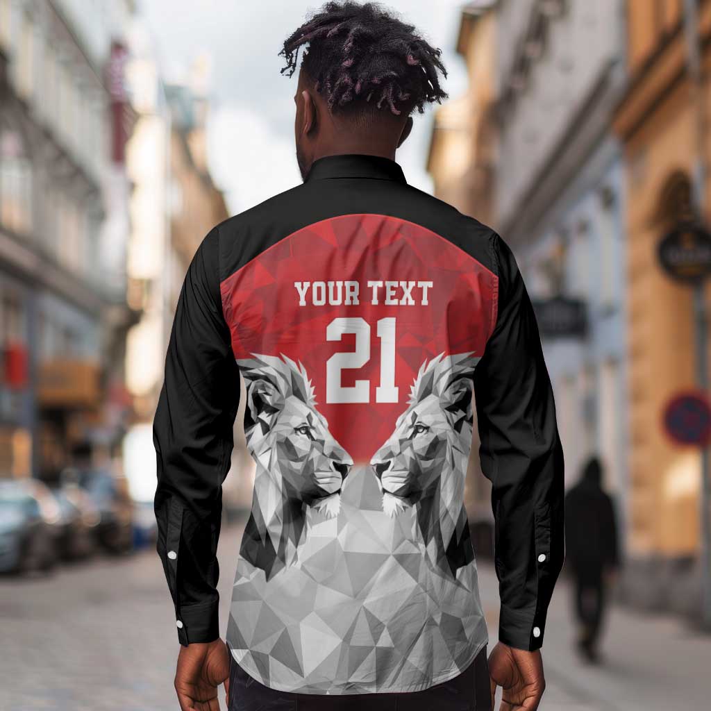 Custom Rugby Africa Kenya Long Sleeve Button Shirt Red Kenyan 22-23 Motif - African Pride