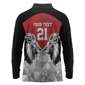 Custom Rugby Africa Kenya Long Sleeve Polo Shirt Red Kenyan 22-23 Motif - African Pride