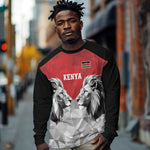 Custom Rugby Africa Kenya Long Sleeve Shirt Red Kenyan 22-23 Motif - African Pride