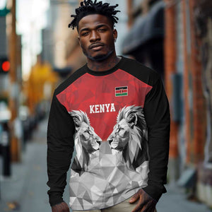 Custom Rugby Africa Kenya Long Sleeve Shirt Red Kenyan 22-23 Motif - African Pride