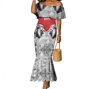 Custom Rugby Africa Kenya Mermaid Dress Red Kenyan 22-23 Motif - African Pride