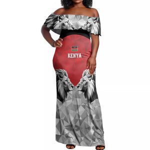 Custom Rugby Africa Kenya Off Shoulder Maxi Dress Red Kenyan 22-23 Motif - African Pride