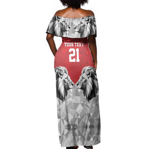 Custom Rugby Africa Kenya Off Shoulder Maxi Dress Red Kenyan 22-23 Motif - African Pride