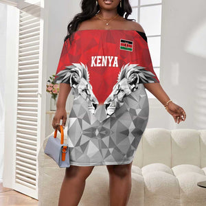 Custom Rugby Africa Kenya Off Shoulder Short Dress Red Kenyan 22-23 Motif - African Pride