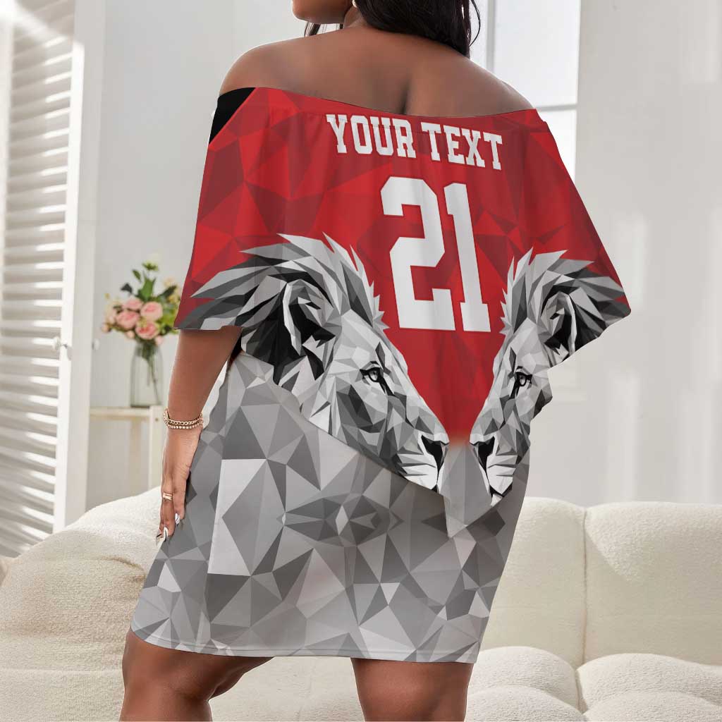 Custom Rugby Africa Kenya Off Shoulder Short Dress Red Kenyan 22-23 Motif - African Pride