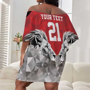 Custom Rugby Africa Kenya Off Shoulder Short Dress Red Kenyan 22-23 Motif - African Pride