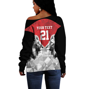 Custom Rugby Africa Kenya Off Shoulder Sweater Red Kenyan 22-23 Motif - African Pride