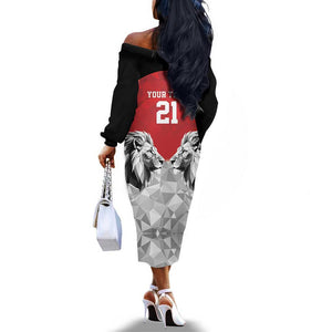 Custom Rugby Africa Kenya Off The Shoulder Long Sleeve Dress Red Kenyan 22-23 Motif - African Pride