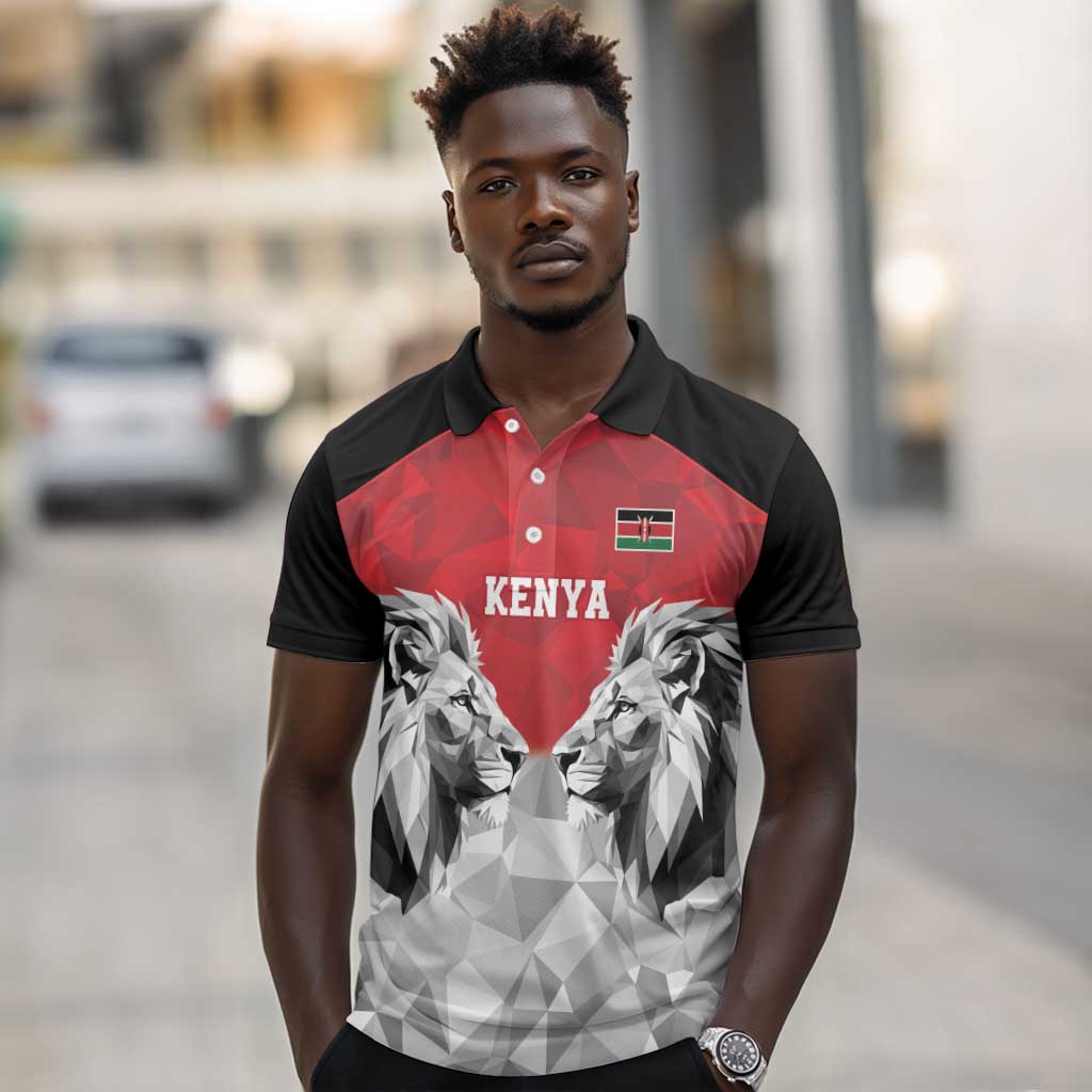 Custom Rugby Africa Kenya Polo Shirt Red Kenyan 22-23 Motif - African Pride
