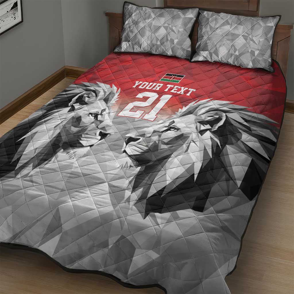 Custom Rugby Africa Kenya Quilt Bed Set Red Kenyan 22-23 Motif - African Pride
