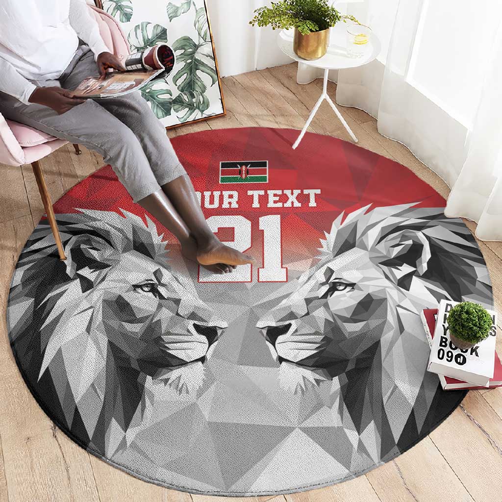 Custom Rugby Africa Kenya Round Carpet Red Kenyan 22-23 Motif - African Pride