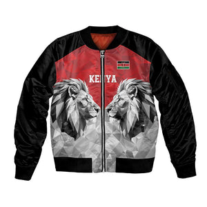 Custom Rugby Africa Kenya Sleeve Zip Bomber Jacket Red Kenyan 22-23 Motif - African Pride