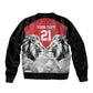 Custom Rugby Africa Kenya Sleeve Zip Bomber Jacket Red Kenyan 22-23 Motif - African Pride
