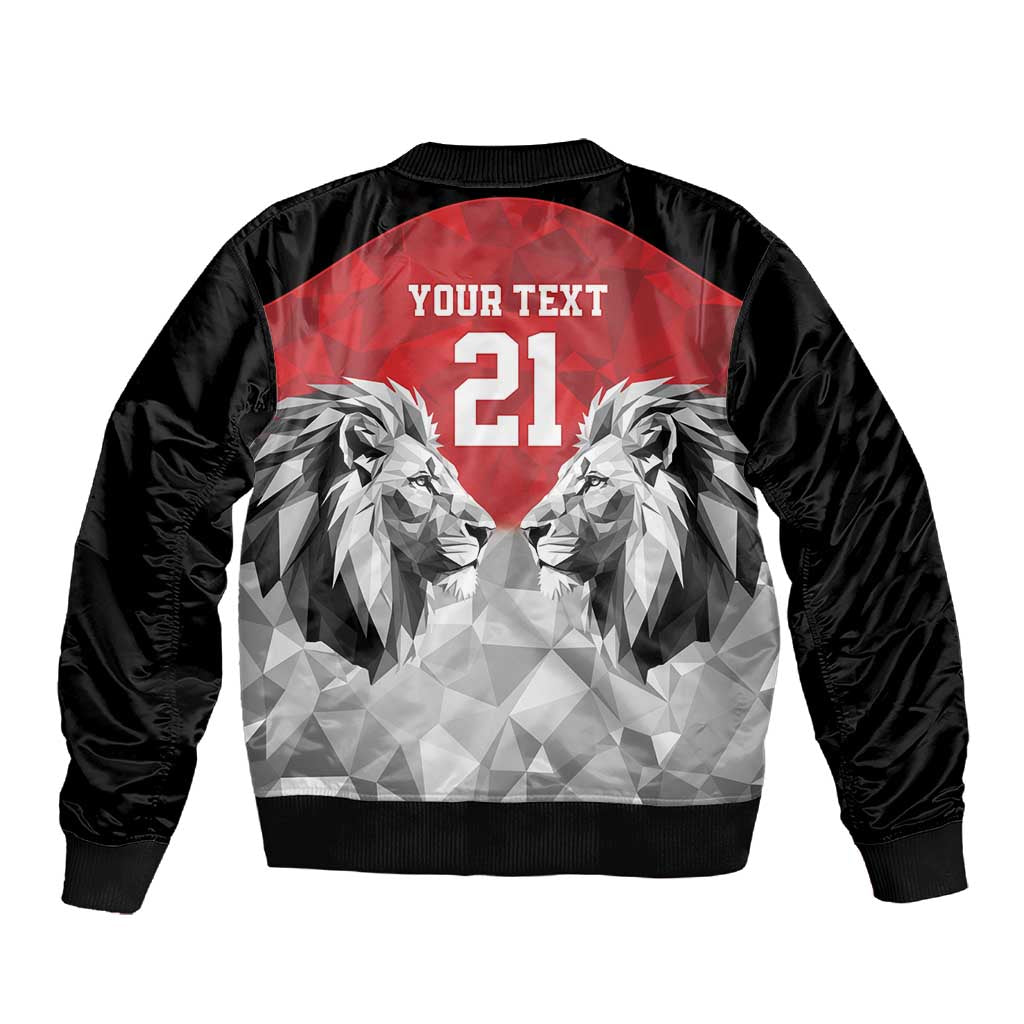 Custom Rugby Africa Kenya Sleeve Zip Bomber Jacket Red Kenyan 22-23 Motif - African Pride