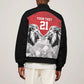 Custom Rugby Africa Kenya Sleeve Zip Bomber Jacket Red Kenyan 22-23 Motif - African Pride
