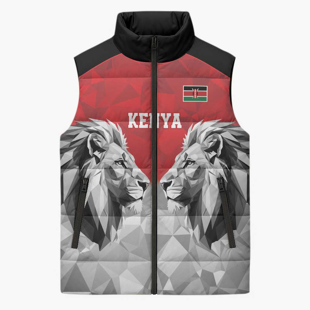 Custom Rugby Africa Kenya Sleeveless Puffer Jacket Red Kenyan 22-23 Motif
