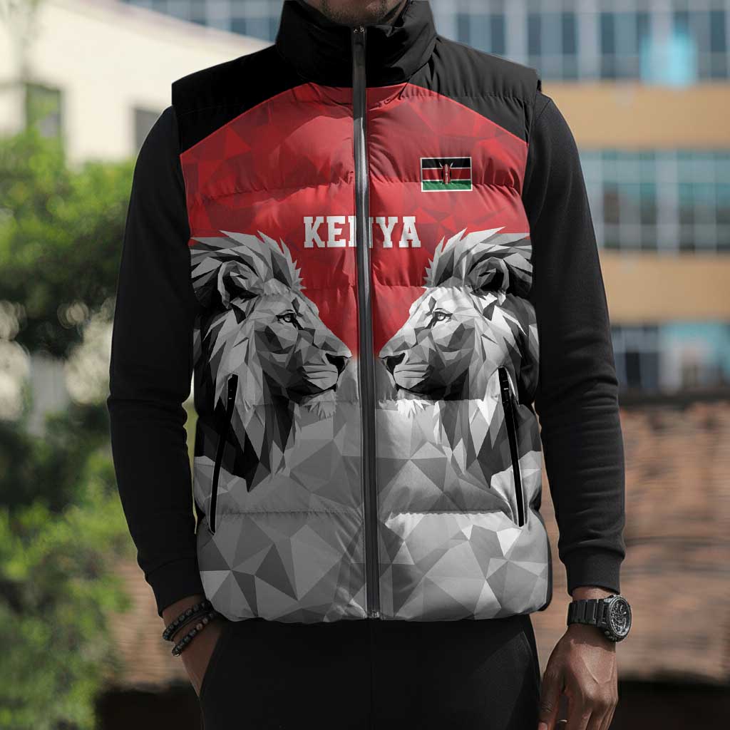 Custom Rugby Africa Kenya Sleeveless Puffer Jacket Red Kenyan 22-23 Motif
