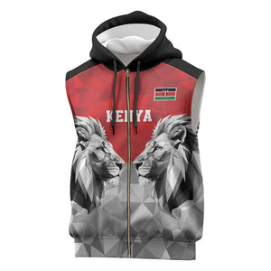 Custom Rugby Africa Kenya Sleeveless Zip Hoodie Red Kenyan 22-23 Motif - African Pride