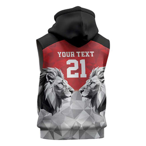 Custom Rugby Africa Kenya Sleeveless Zip Hoodie Red Kenyan 22-23 Motif - African Pride