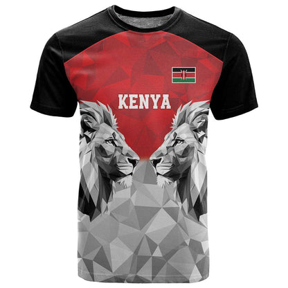 Custom Rugby Africa Kenya T shirt Red Kenyan 22-23 Motif - African Pride