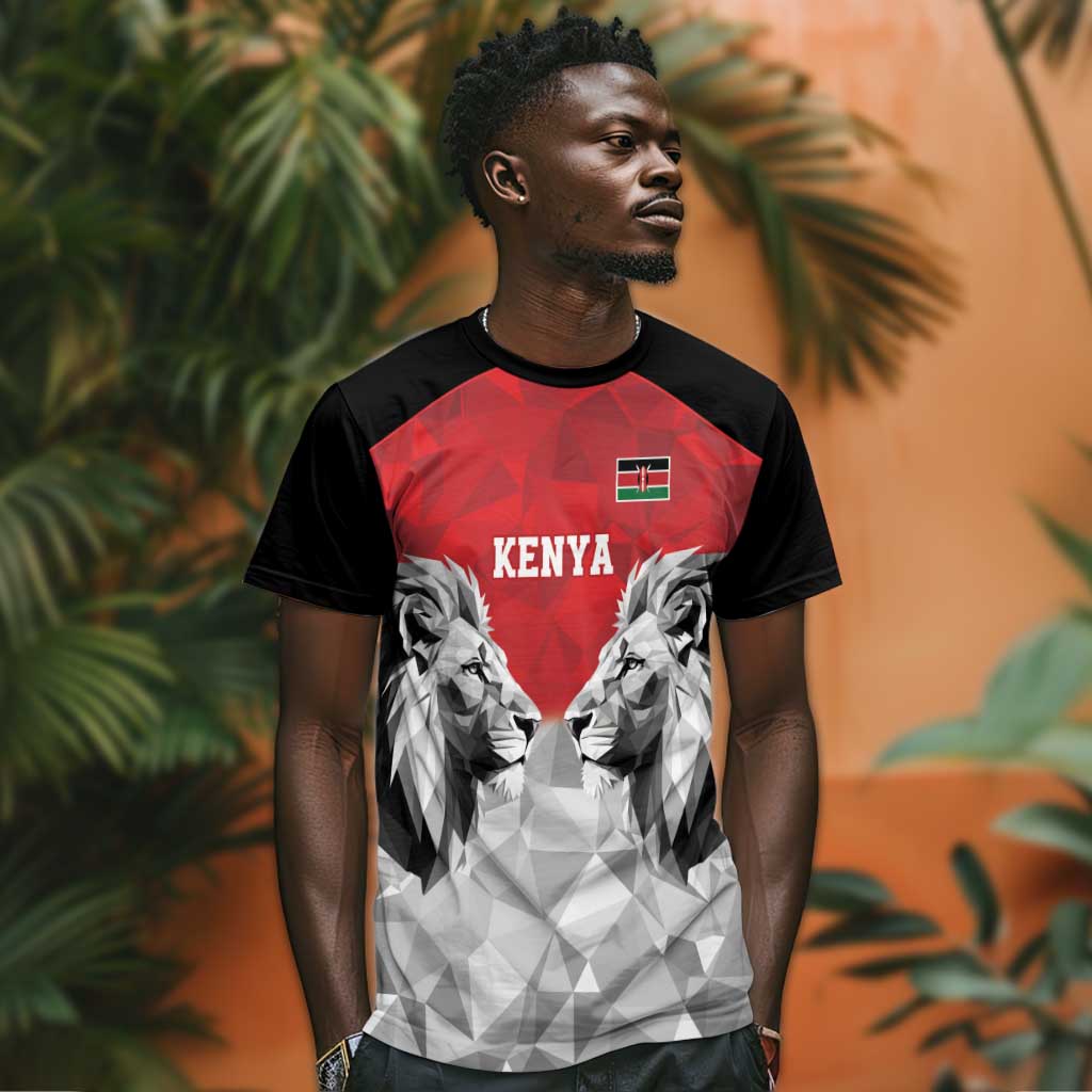 Custom Rugby Africa Kenya T shirt Red Kenyan 22-23 Motif - African Pride