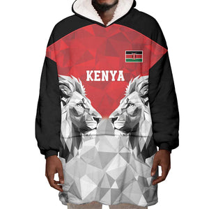 Custom Rugby Africa Kenya Wearable Blanket Hoodie Red Kenyan 22-23 Motif - African Pride