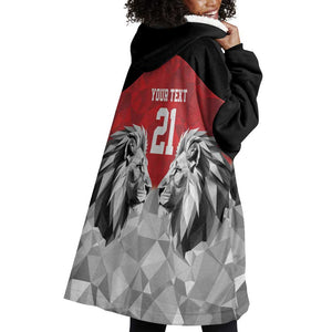 Custom Rugby Africa Kenya Wearable Blanket Hoodie Red Kenyan 22-23 Motif - African Pride