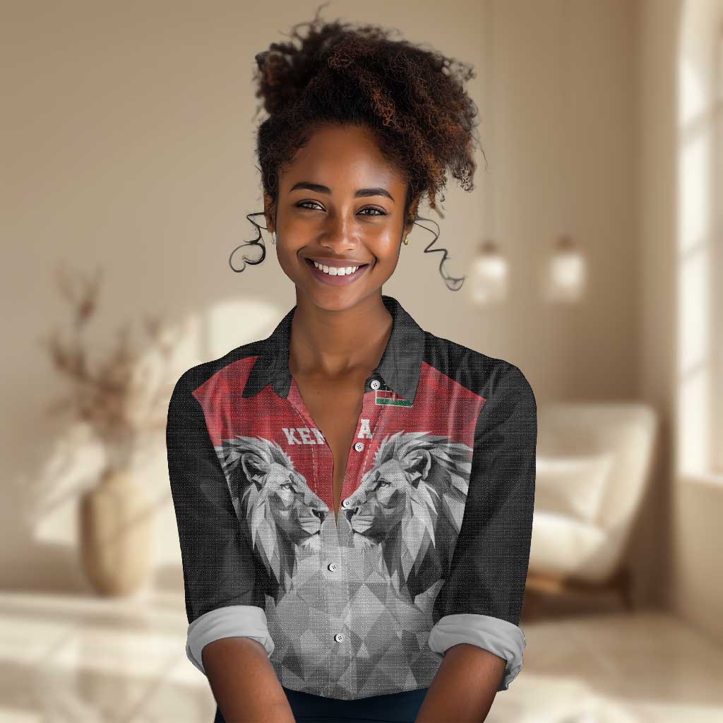 Custom Rugby Africa Kenya Women Casual Shirt Red Kenyan 22-23 Motif - African Pride