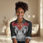 Custom Rugby Africa Kenya Women Casual Shirt Red Kenyan 22-23 Motif - African Pride