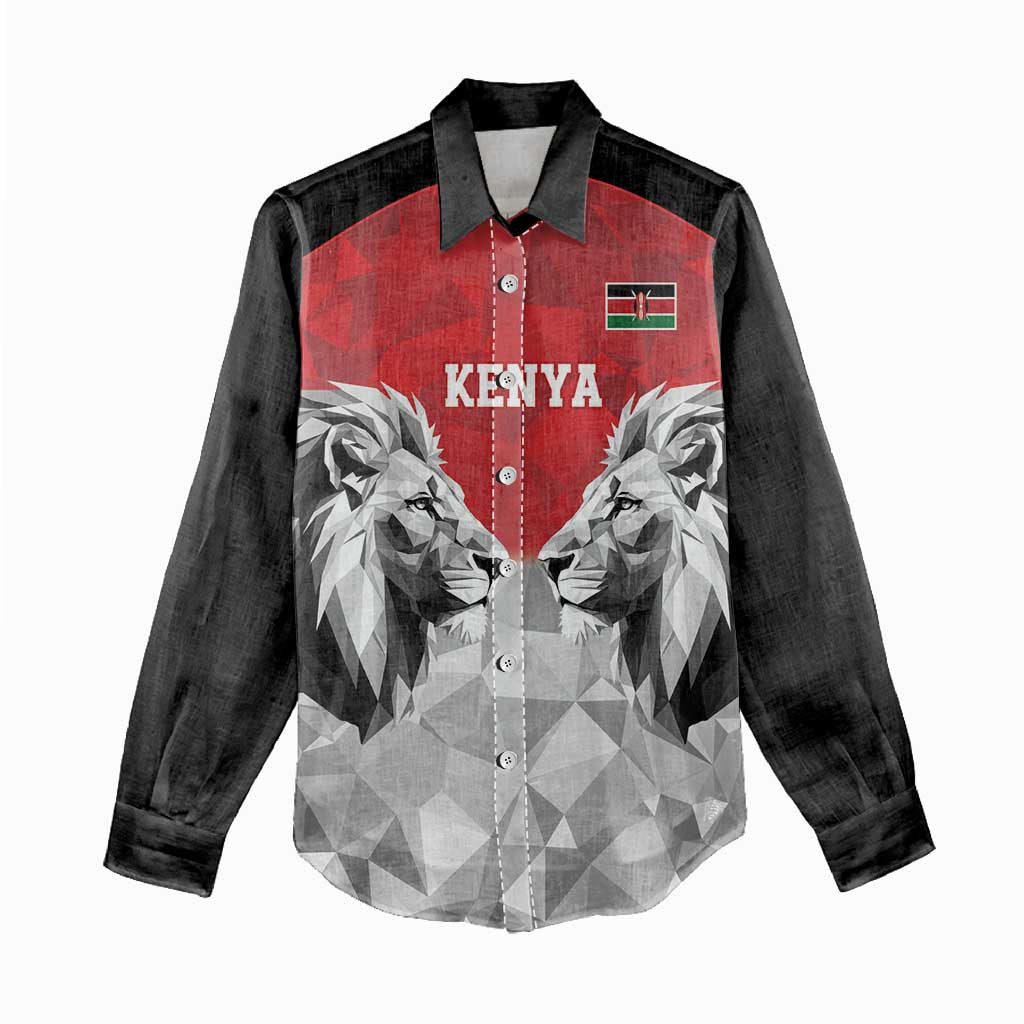 Custom Rugby Africa Kenya Women Casual Shirt Red Kenyan 22-23 Motif - African Pride