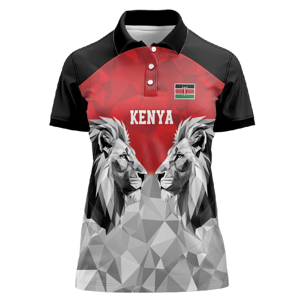Custom Rugby Africa Kenya Women Polo Shirt Red Kenyan 22-23 Motif - African Pride