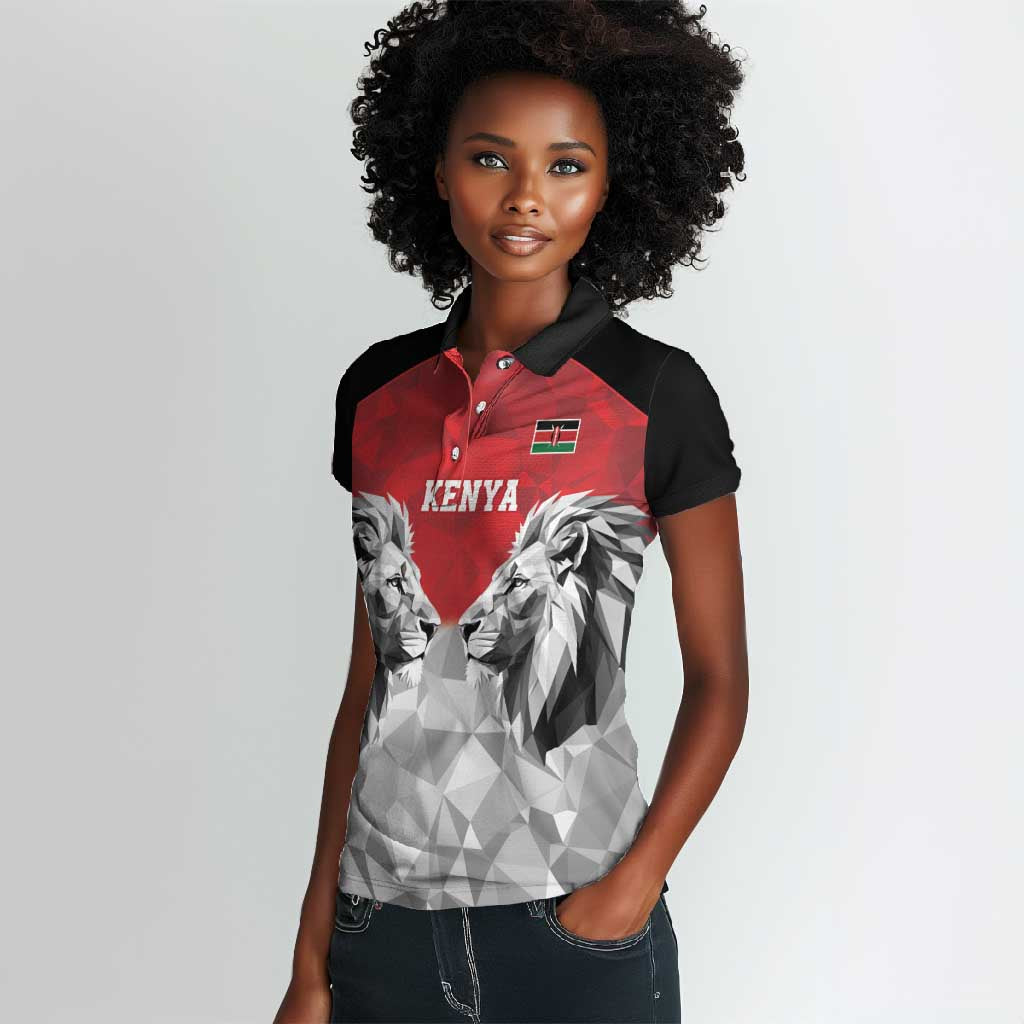 Custom Rugby Africa Kenya Women Polo Shirt Red Kenyan 22-23 Motif - African Pride