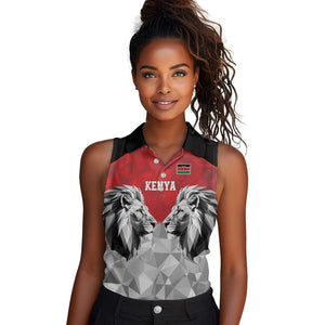 Custom Rugby Africa Kenya Women Sleeveless Polo Shirt Red Kenyan 22-23 Motif - African Pride