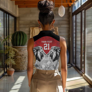 Custom Rugby Africa Kenya Women Sleeveless Polo Shirt Red Kenyan 22-23 Motif - African Pride