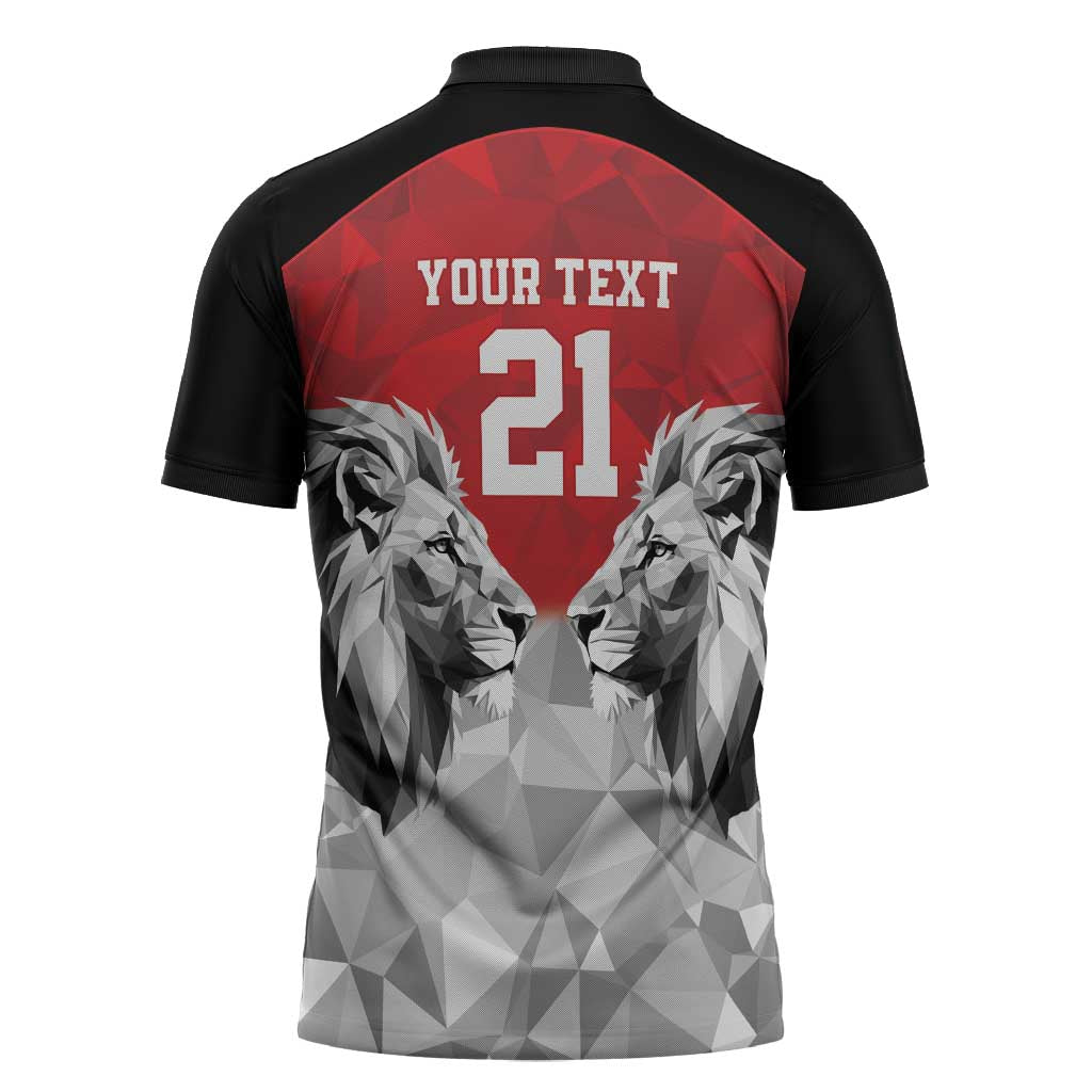 Custom Rugby Africa Kenya Zipper Polo Shirt Red Kenyan 22-23 Motif