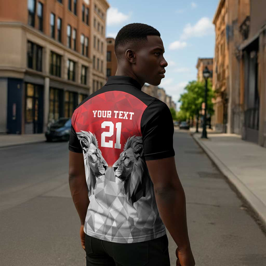 Custom Rugby Africa Kenya Zipper Polo Shirt Red Kenyan 22-23 Motif