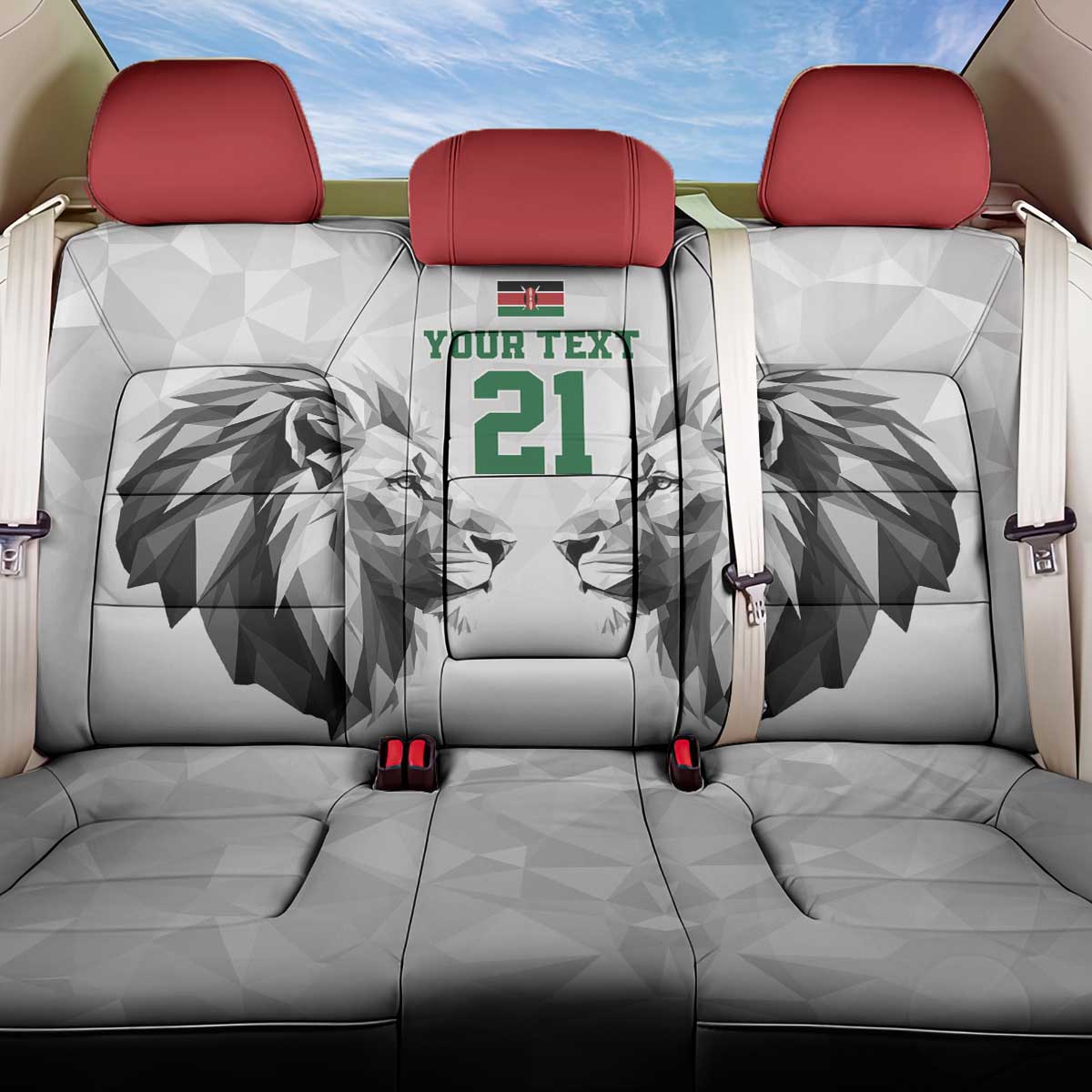 Custom Rugby Africa Kenya Back Car Seat Cover White Kenyan 22-23 Motif - African Pride