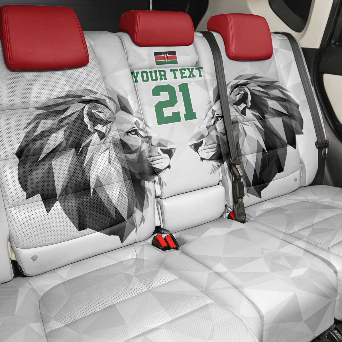Custom Rugby Africa Kenya Back Car Seat Cover White Kenyan 22-23 Motif - African Pride
