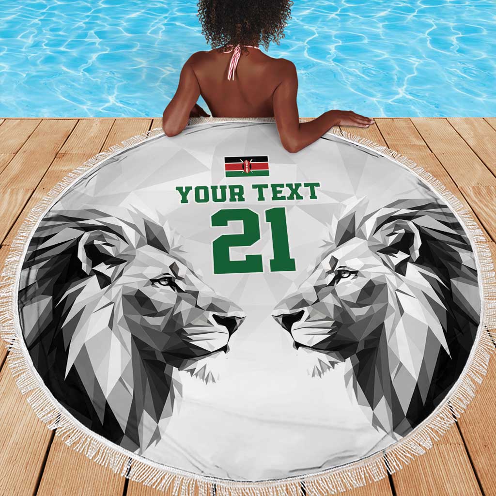 Custom Rugby Africa Kenya Beach Blanket White Kenyan 22-23 Motif - African Pride