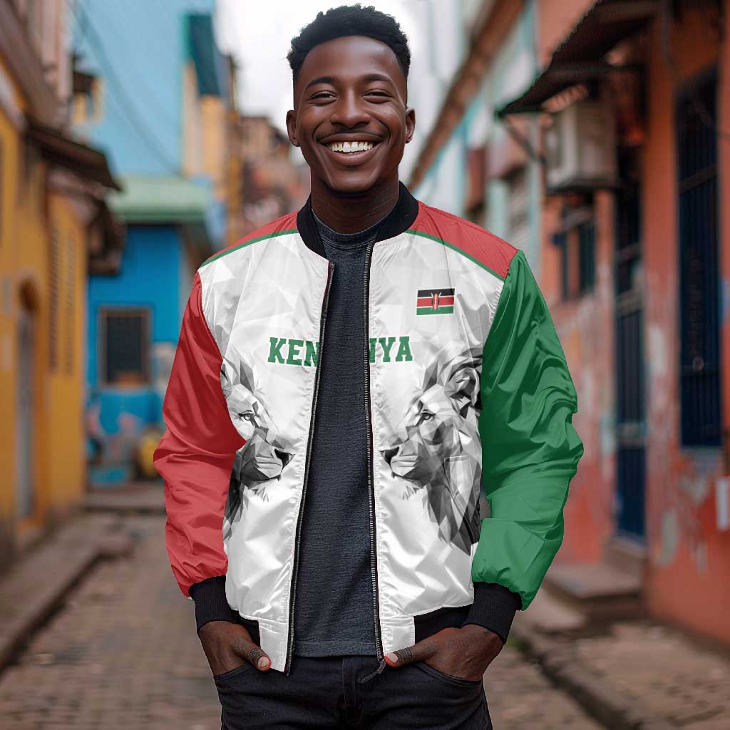 Custom Rugby Africa Kenya Bomber Jacket White Kenyan 22-23 Motif - African Pride