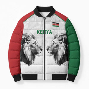 Custom Rugby Africa Kenya Bomber Puffer Jacket White Kenyan 22-23 Motif