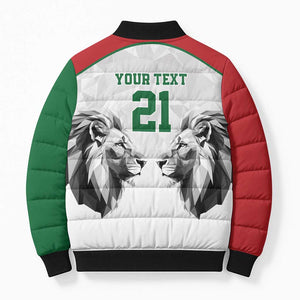 Custom Rugby Africa Kenya Bomber Puffer Jacket White Kenyan 22-23 Motif