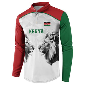 Custom Rugby Africa Kenya Button Sweatshirt White Kenyan 22-23 Motif