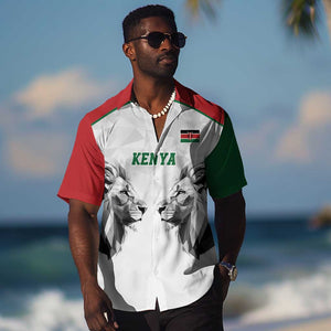 Custom Rugby Africa Kenya Hawaiian Shirt White Kenyan 22-23 Motif - African Pride