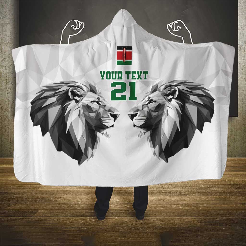 Custom Rugby Africa Kenya Hooded Blanket White Kenyan 22-23 Motif - African Pride