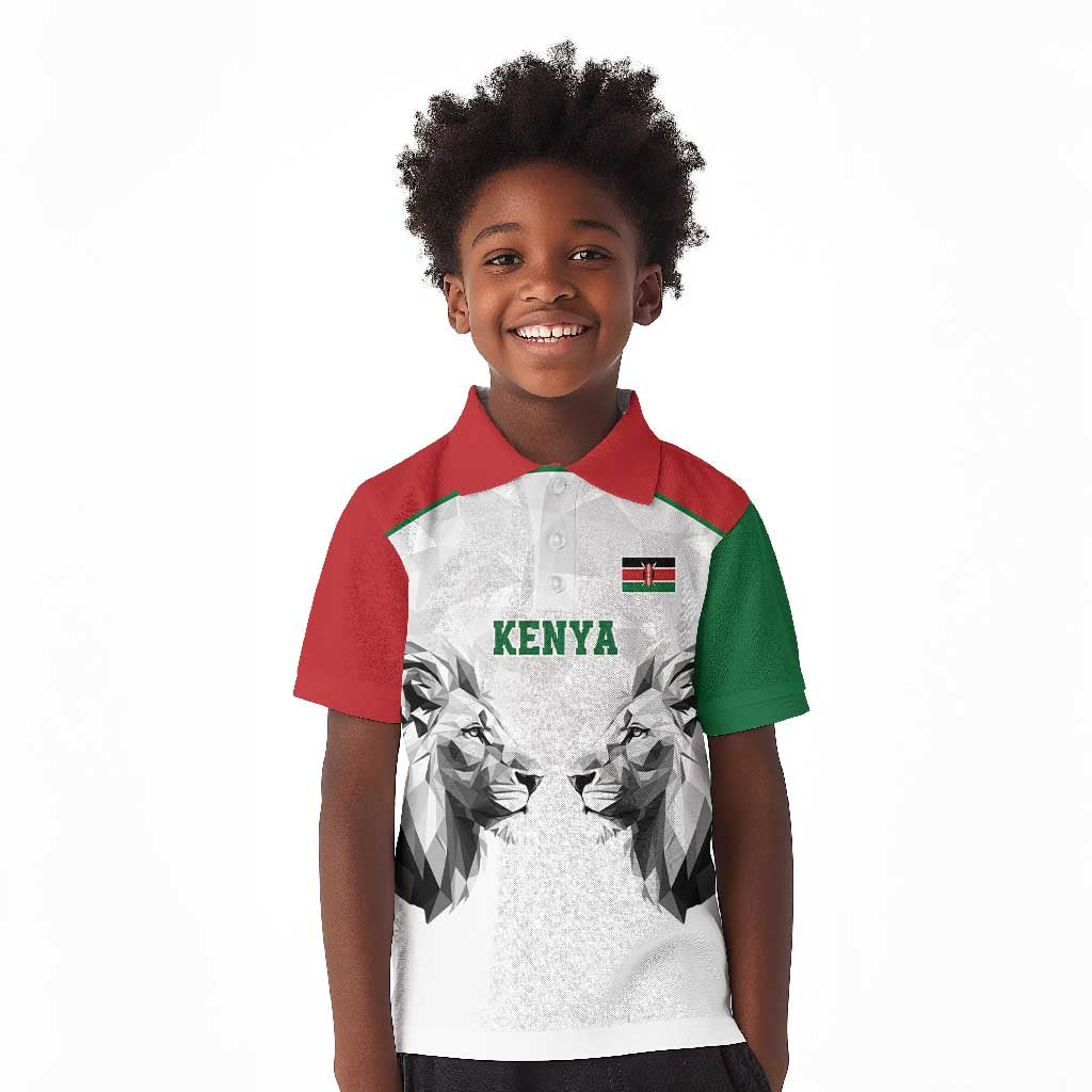Custom Rugby Africa Kenya Kid Polo Shirt White Kenyan 22-23 Motif - African Pride